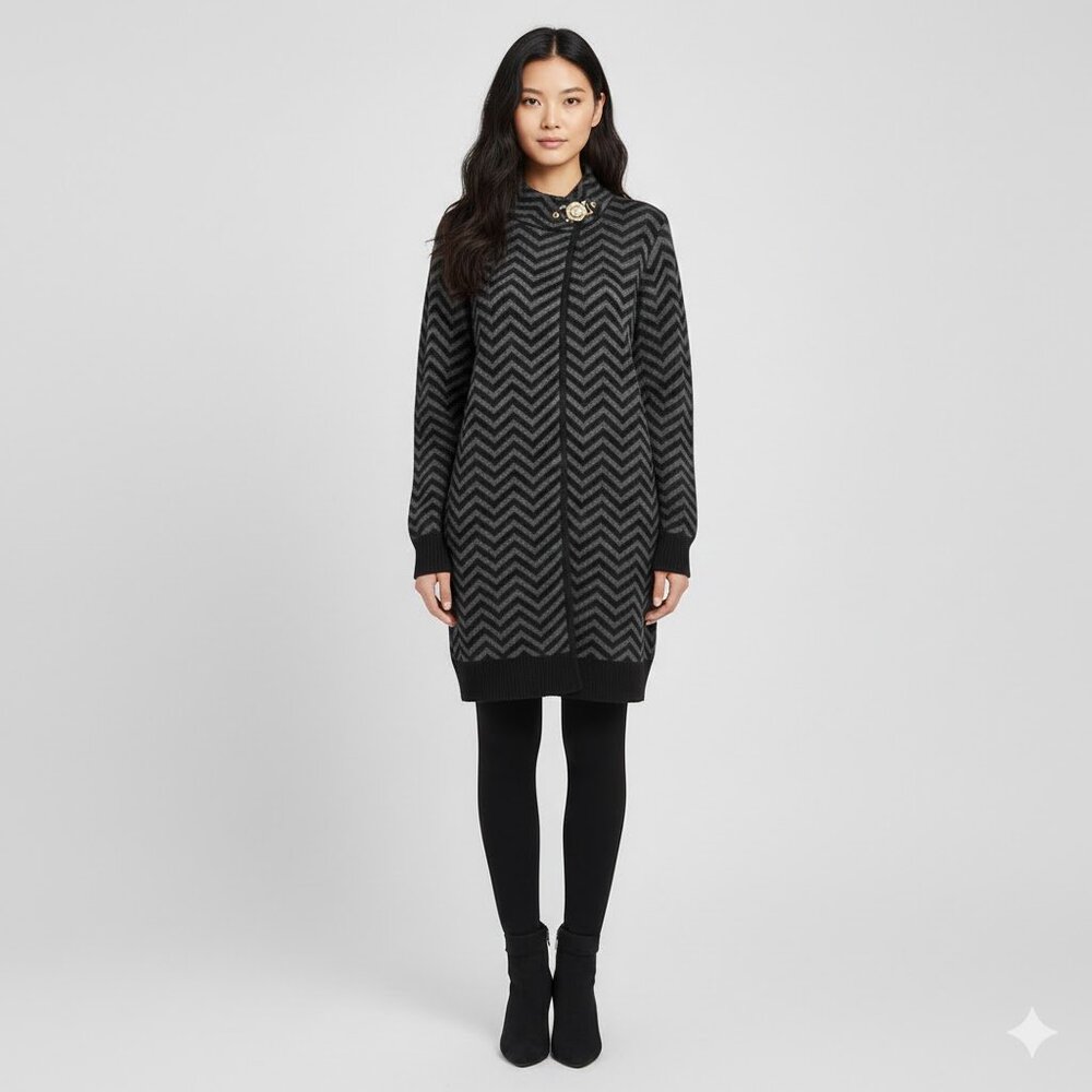 Zig Zag Stripe Grey/Black Cardigan